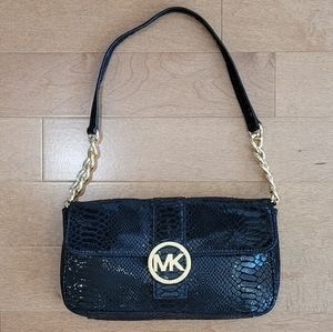MICHAEL KORS SMALL LEATHER EMBOSSED PYTHON SHOULDER / CLUTCH BAG -  LIKE NEW